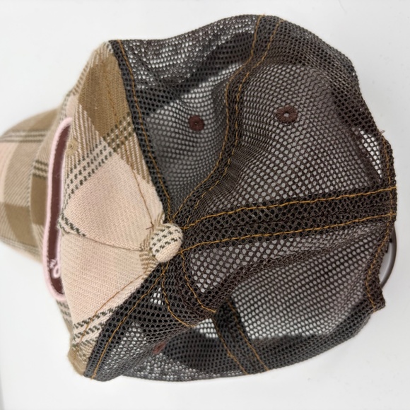 Vintage 2000’s Von Dutch Plaid Pink Brown Hat Y2K Glam Party Trucker Snapback - Picture 6 of 11